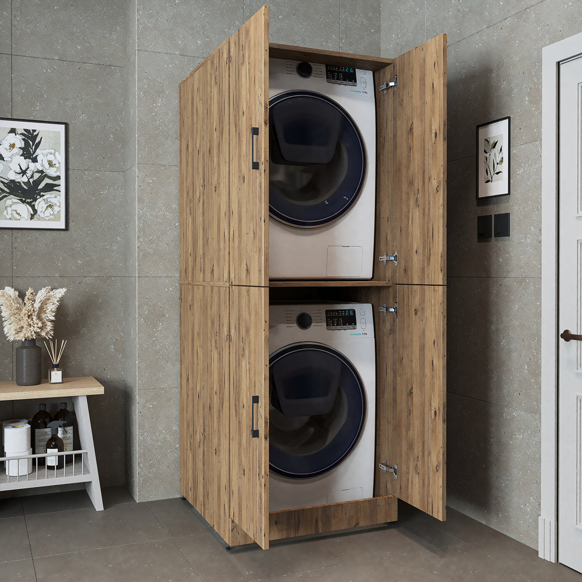 Roomart Waschmaschinenschrank DORA-II, 70 cm, für Waschmaschine und Trockner, in 5 Farben