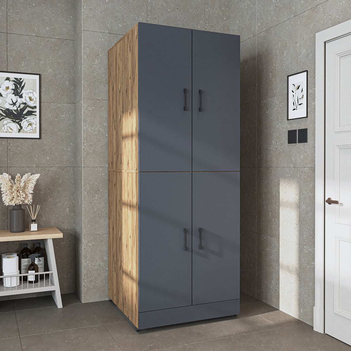 Roomart Waschmaschinenschrank DORA-II, 70 cm, für Waschmaschine und Trockner, in 5 Farben