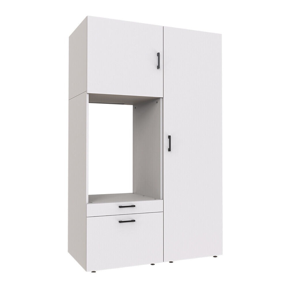 Roomart Schrankwand & Hochschrank Weiß Schwaz Eiche Badschrank Mehrzweckschrank