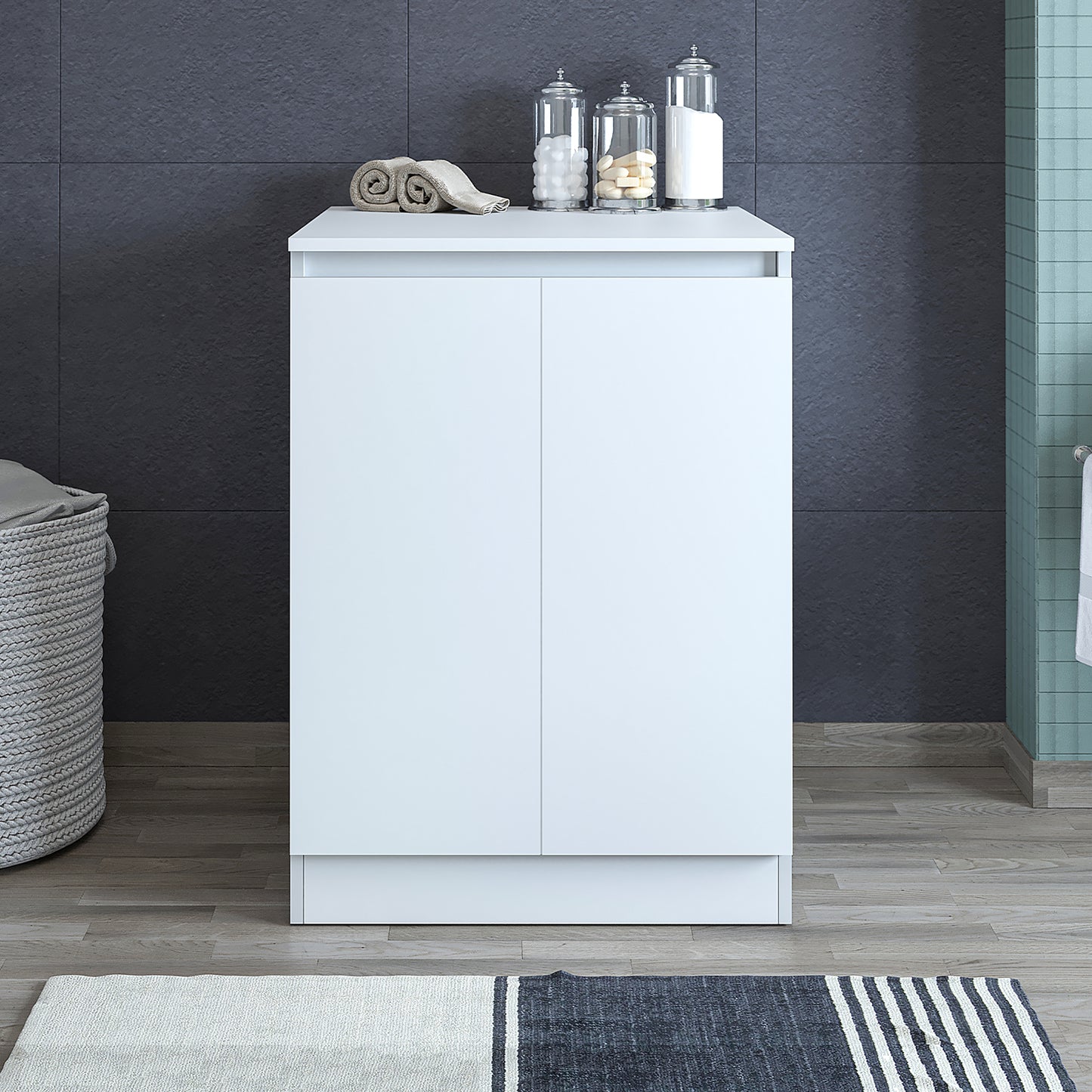 Roomart, Badezimmer Waschmaschinenschrank Atlantic, Waschmaschinenüberbau, Badregal, BHT: 70 x 191 x 70 cm, in Weiß - badezimmerschrank, waschbecken, badezimmermöbel, badschrank, badezimmer, mit, unterschrank, badmöbel, set, waschtisch, möbel, badezimmerm