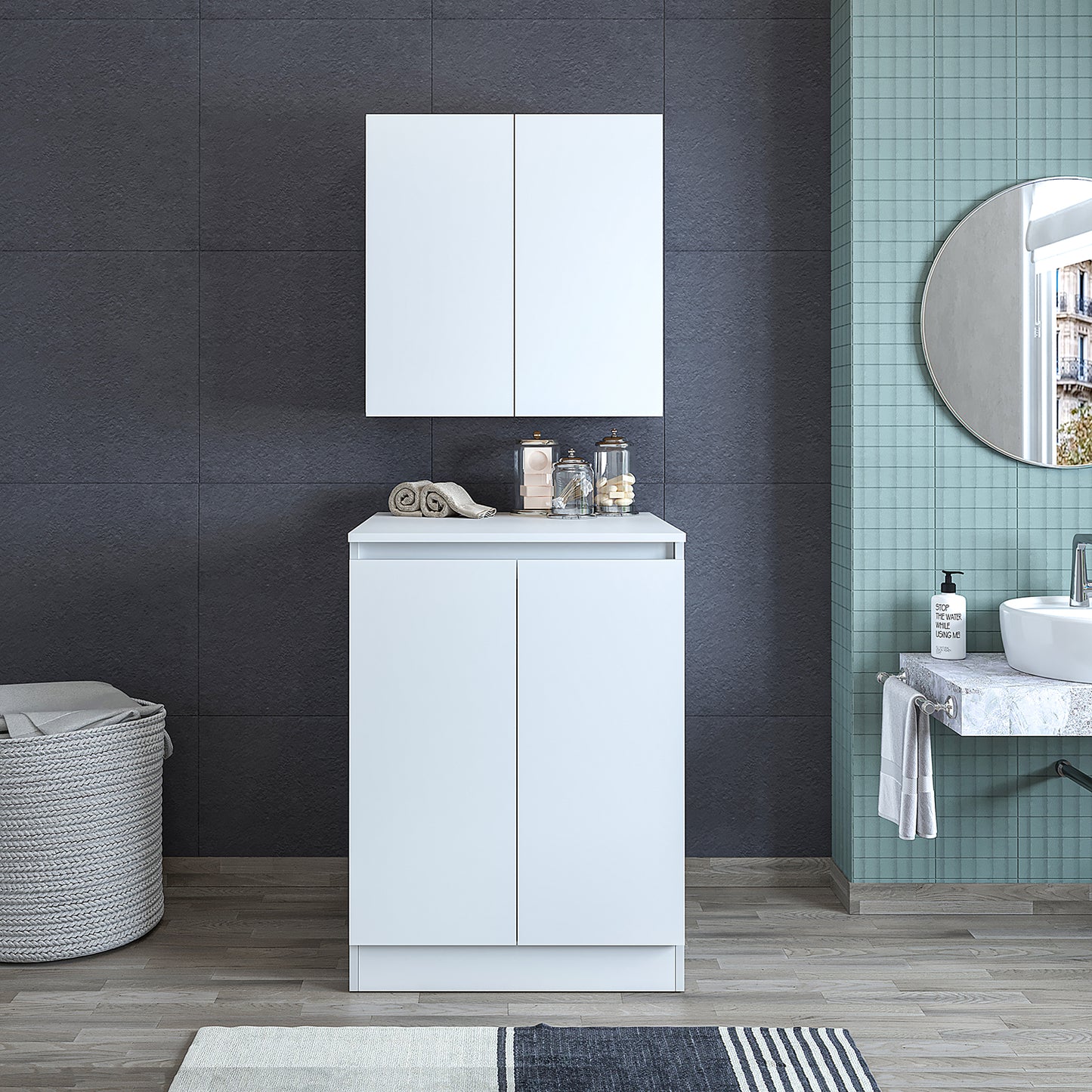 Roomart, Badezimmer Waschmaschinenschrank Atlantic, Waschmaschinenüberbau, Badregal, BHT: 70 x 191 x 70 cm, in Weiß - badezimmerschrank, waschbecken, badezimmermöbel, badschrank, badezimmer, mit, unterschrank, badmöbel, set, waschtisch, möbel, badezimmerm