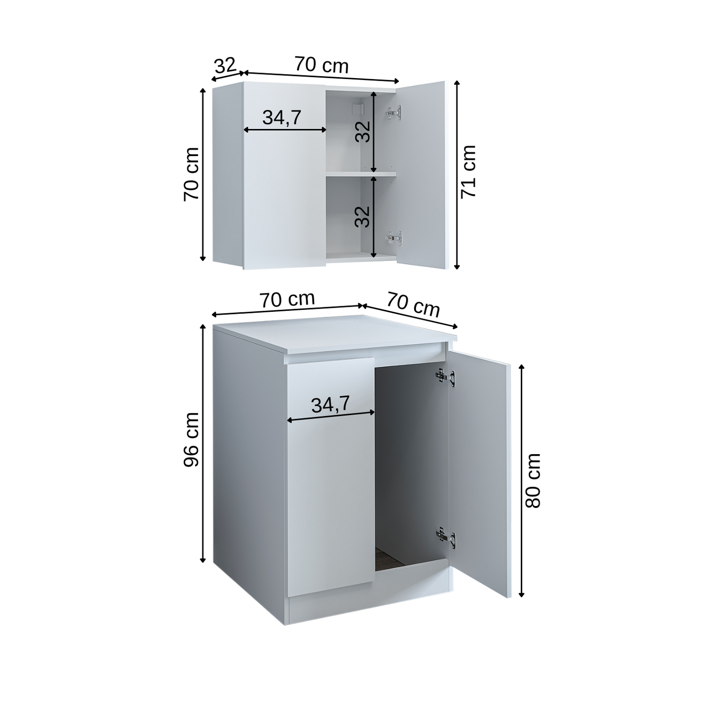 Roomart, Badezimmer Waschmaschinenschrank Atlantic, Waschmaschinenüberbau, Badregal, BHT: 70 x 191 x 70 cm, in Weiß - badezimmerschrank, waschbecken, badezimmermöbel, badschrank, badezimmer, mit, unterschrank, badmöbel, set, waschtisch, möbel, badezimmerm