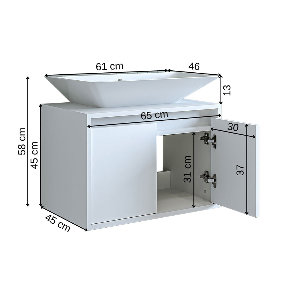 Roomart Waschbecken mit Unterschrank 65 cm in 4 Farben Badezimmermöbel