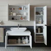 Roomart bathroom furniture set ATLANTIC 4-piece 85 cm in 5 colors vanity unit with ceramic washbasin - mirror cabinet - tall cabinet - bathroom cabinet, washbasin, bathroom furniture, bathroom cabinet, bathroom, with, vanity unit, bathroom furniture, set, washbasin, furniture, bathroom