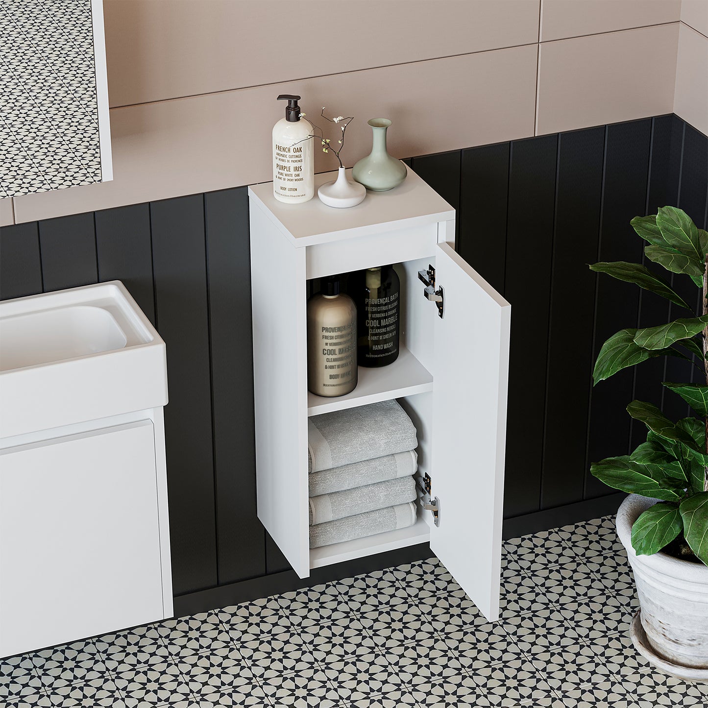 Badmöbelset • PUNTO • Unterschrank mit Waschbecken • Badezimmer Möbel • Gäste WC