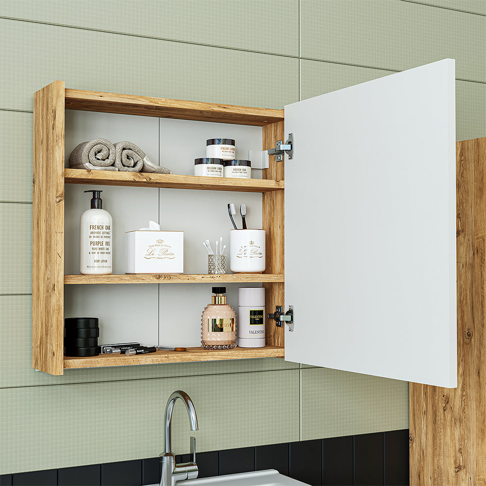Roomart Badmöbel Set ATRIA 3 Teilig, in 4 Farben, 65 cm Unterschrank mit Keramikwaschbecken • Spiegelschrank