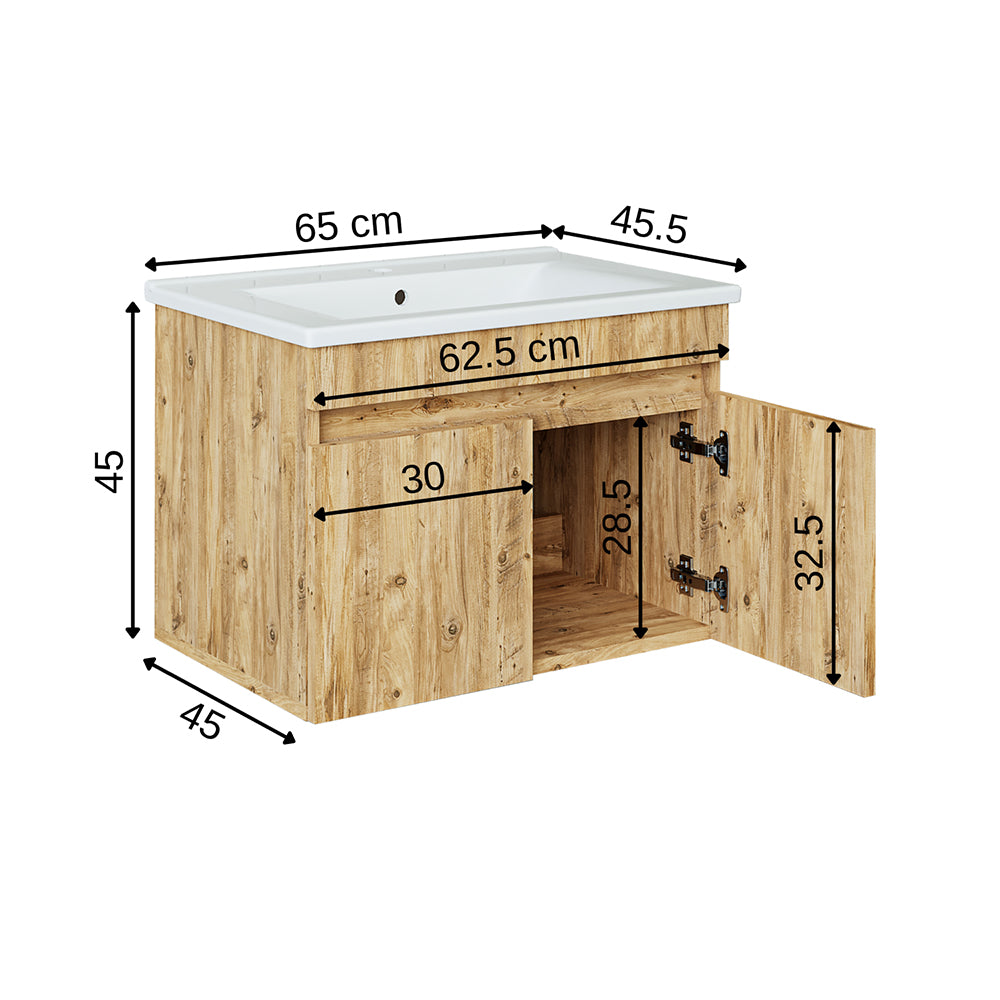 Roomart Atria, Waschbecken mit Unterschrank 65 cm, in 4 Farben, Badezimmermöbel
