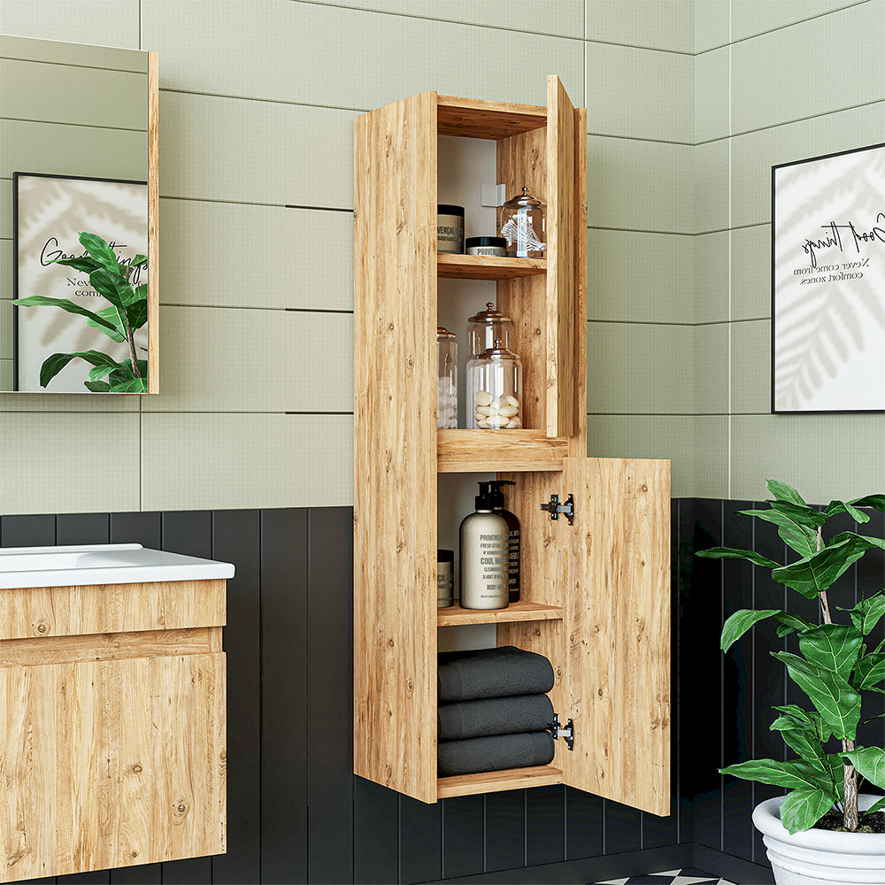 Roomart, mobile bagno, mobile alto, larghezza 35 cm, mensola bagno, in 3 colori