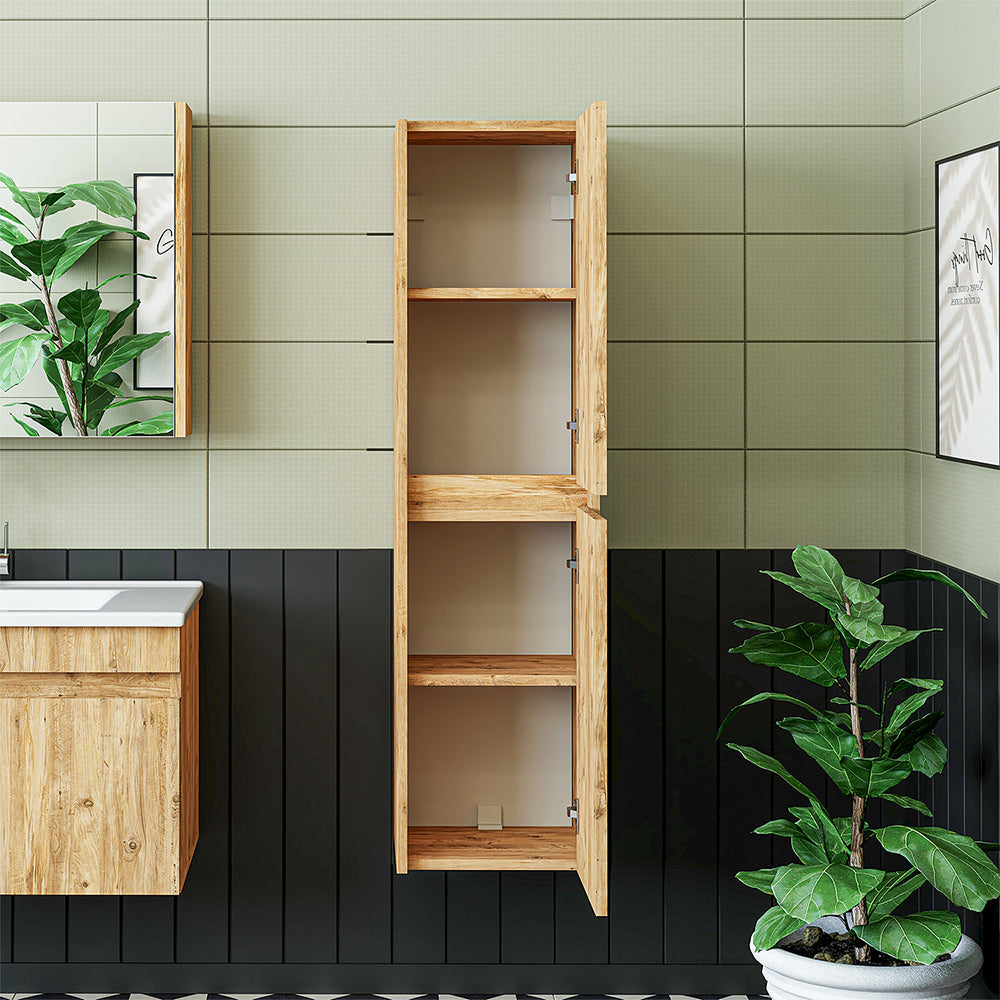 Roomart, mobile bagno, mobile alto, larghezza 35 cm, mensola bagno, in 3 colori