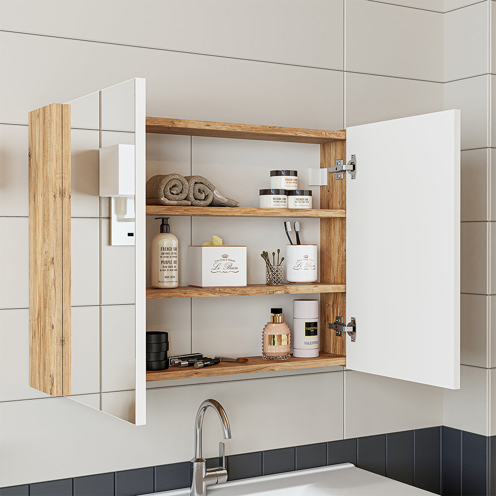 Roomart Badmöbel Set ATRIA 3 Teilig, in 4 Farben, 85 cm Unterschrank mit Keramikwaschbecken • Spiegelschrank