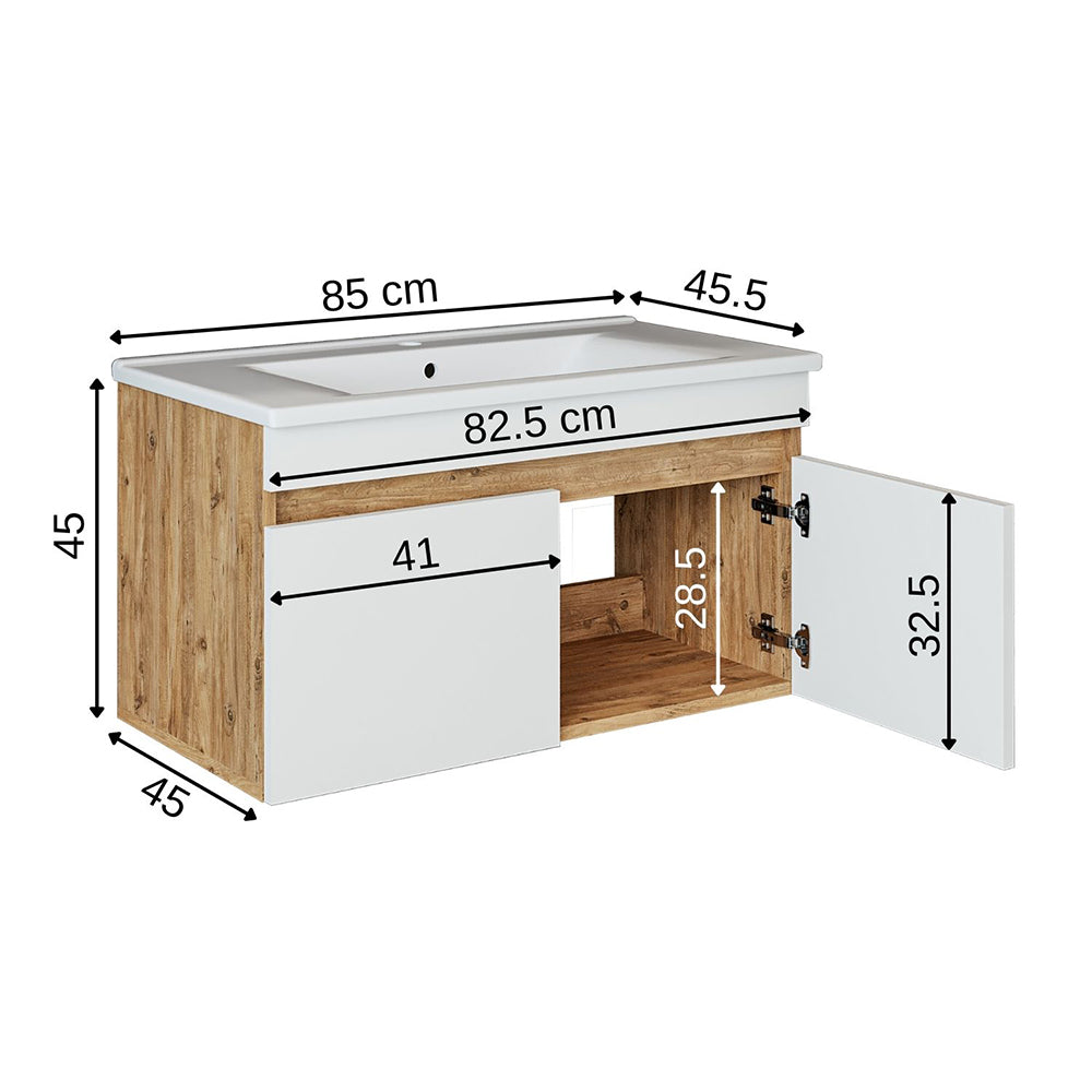 Roomart Atria, Waschbecken mit Unterschrank 85 cm, in 4 Farben, Badezimmermöbel