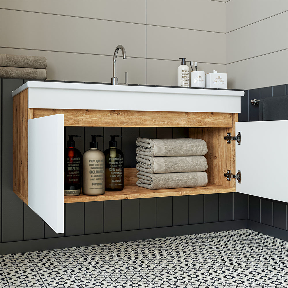 Roomart Atria, Waschbecken mit Unterschrank 100 cm, in 4 Farben, Badezimmermöbel