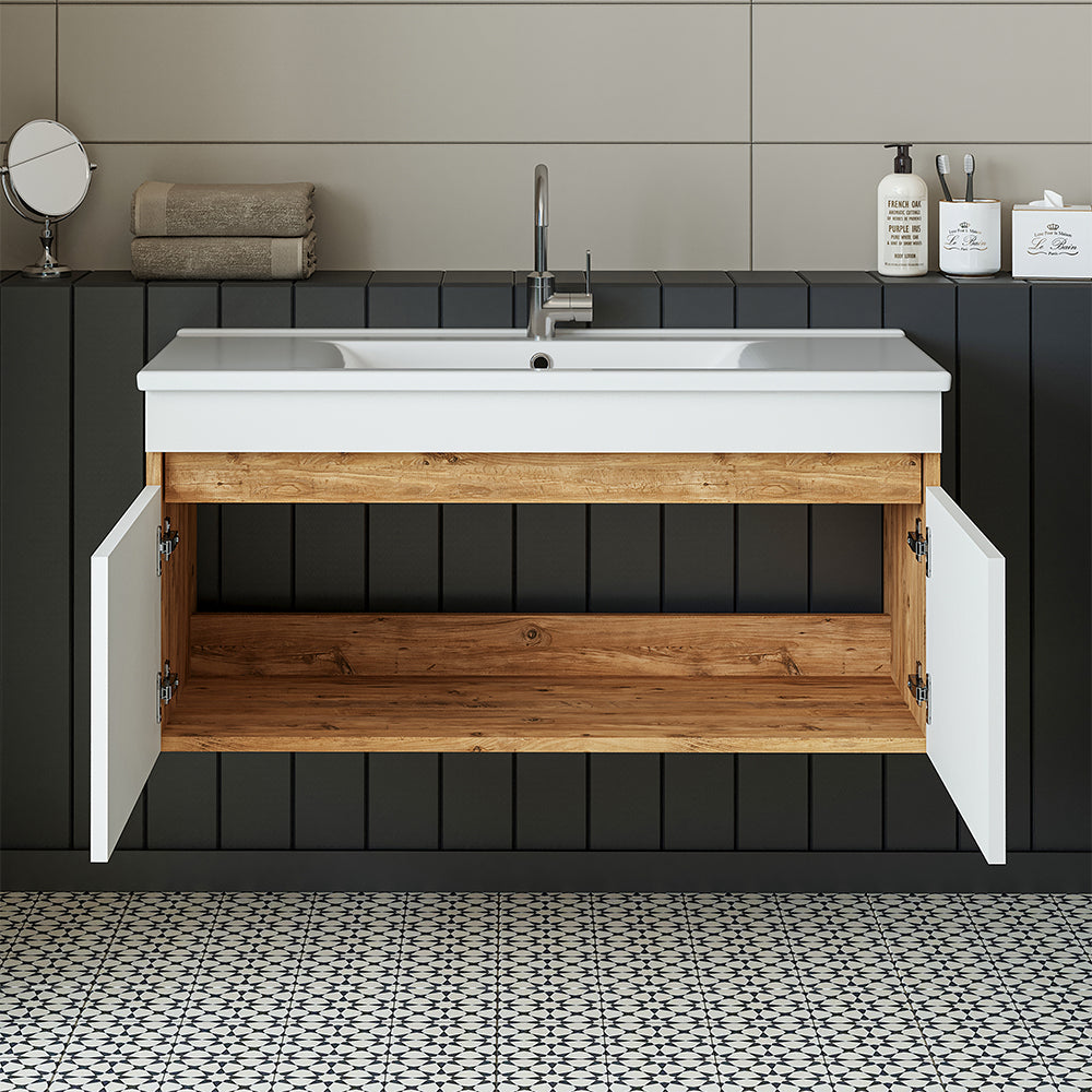 Roomart Atria, Waschbecken mit Unterschrank 100 cm, in 4 Farben, Badezimmermöbel