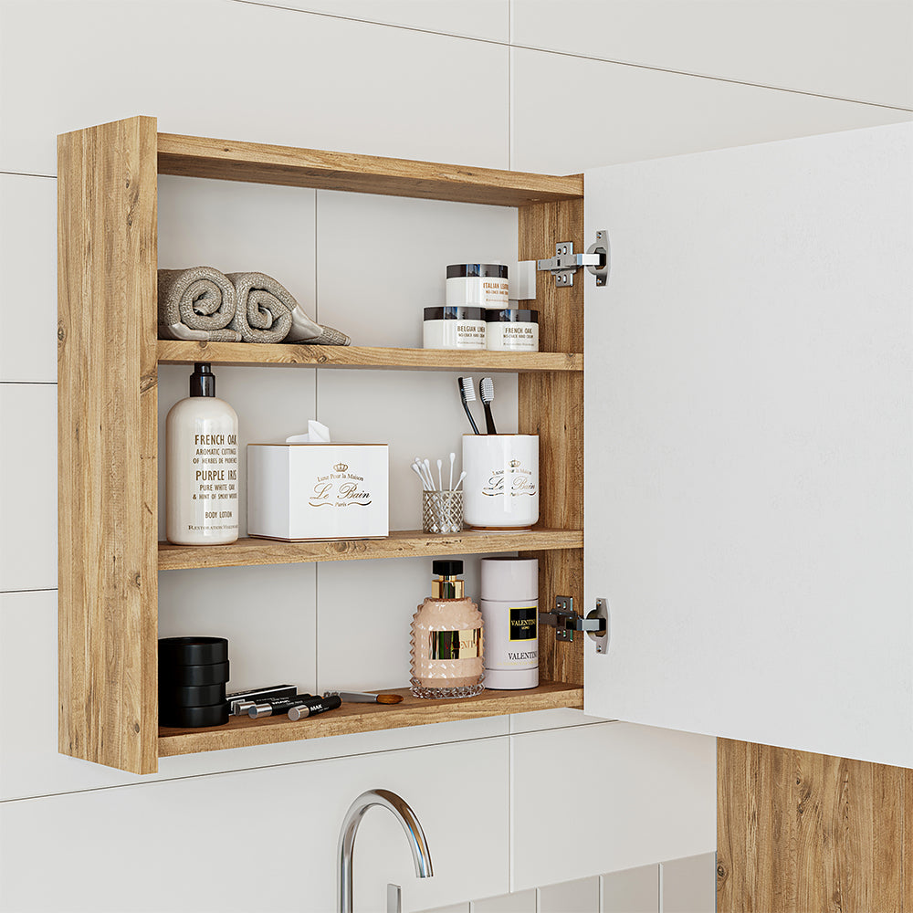 Roomart Badmöbel Set ATRIA 3 Teilig, in 4 Farben, 65 cm Unterschrank mit Keramikwaschbecken • Spiegelschrank