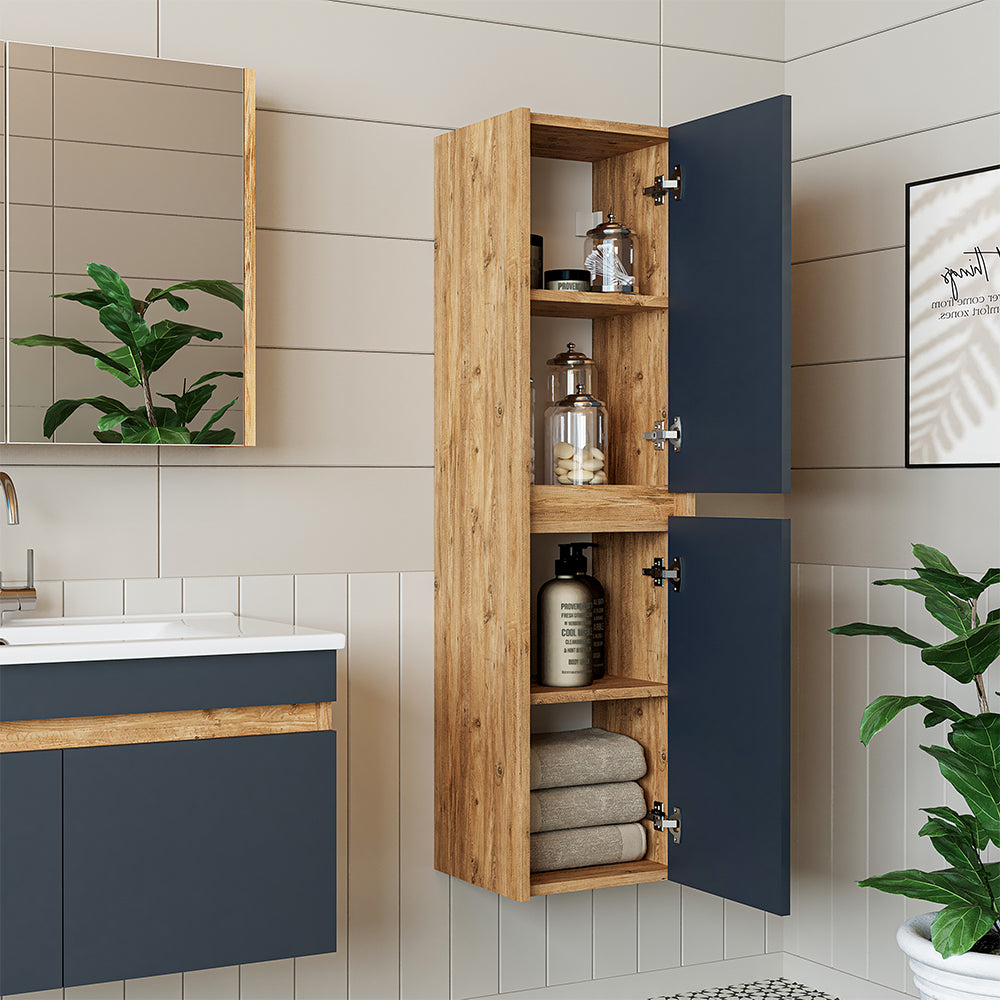 Set arredo bagno Roomart ATRIA Mobile base 85 cm con mobile specchio lavabo mobile alto