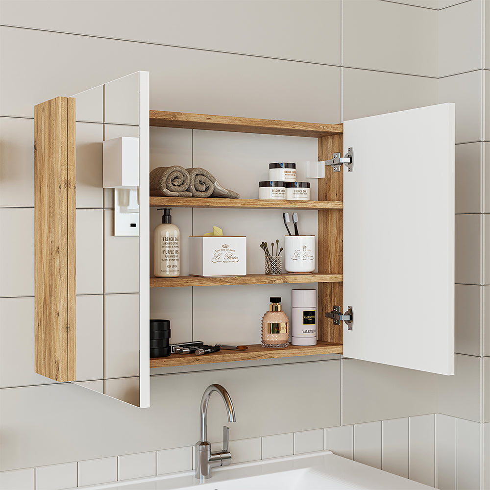 Roomart Badmöbel Set ATRIA 3 Teilig, in 4 Farben, 85 cm Unterschrank mit Keramikwaschbecken • Spiegelschrank