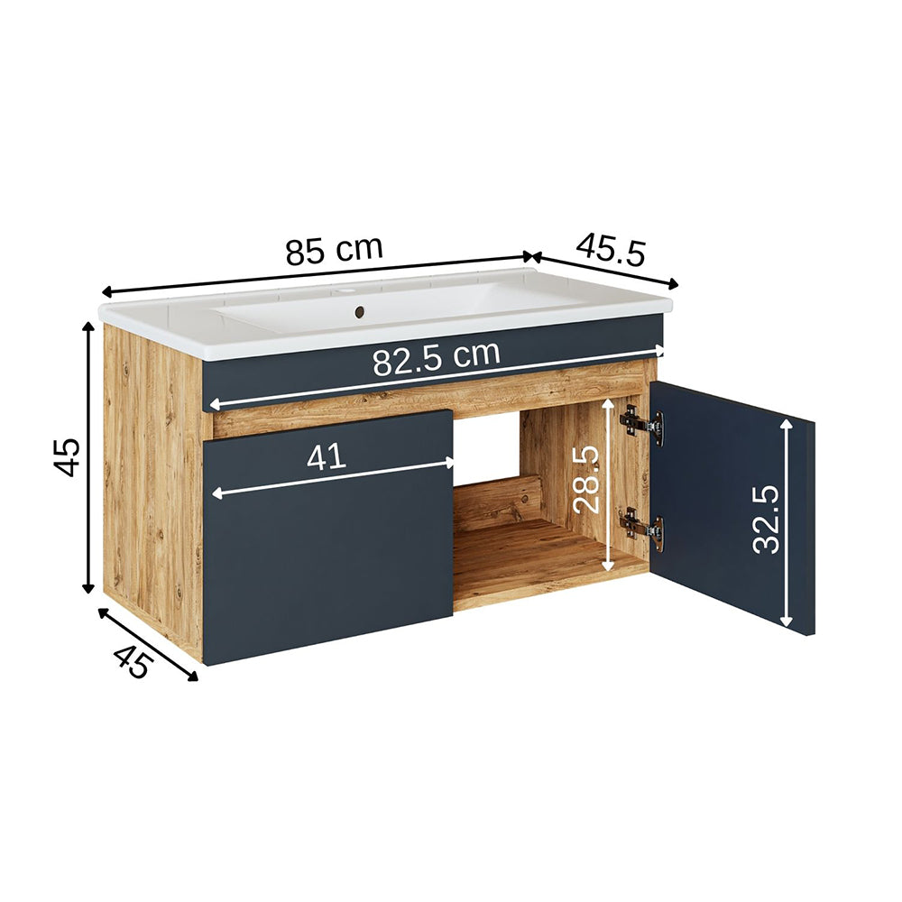 Roomart Atria, Waschbecken mit Unterschrank 85 cm, in 4 Farben, Badezimmermöbel