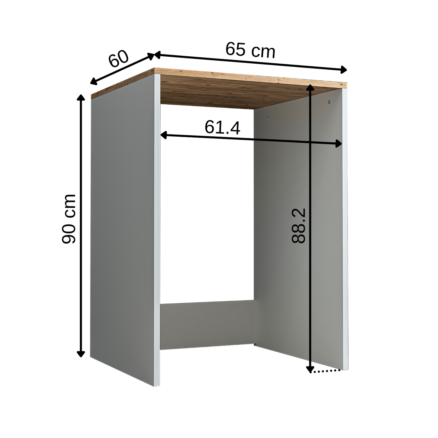 Roomart, Bagno Atlantic, Mobile lavatrice, Mobile da bagno WDH: 65 x 90 x 60 cm, in rovere bianco, rovere antracite- mobile da bagno, lavabo, mobile da bagno, mobile da bagno, bagno, con, mobiletto, mobile da bagno, set, lavabo, mobile, vasca da bagno