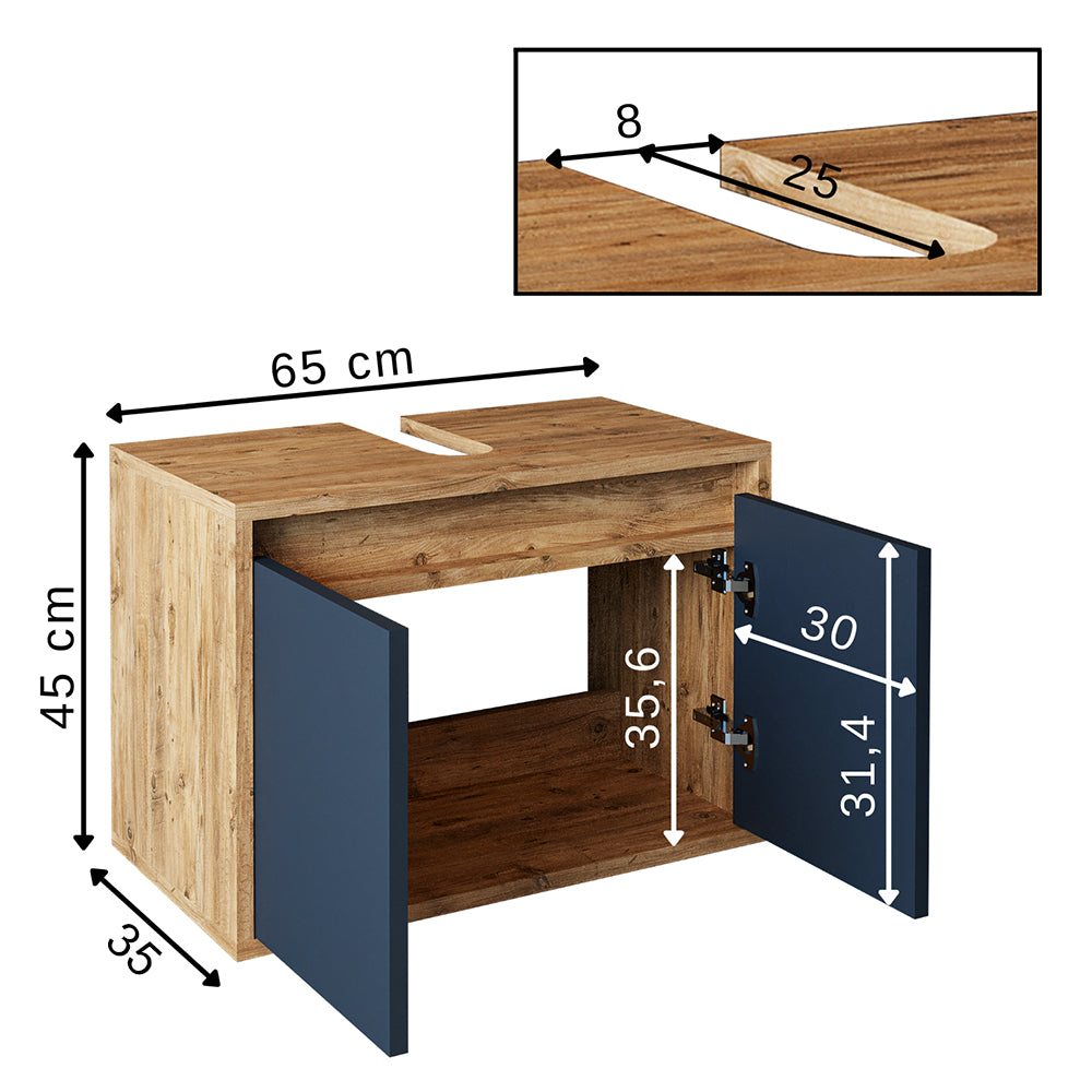 Roomart Badezimmer Unterschrank HBT:45x65x35 cm • Weiß • Eiche • Weiß-Eiche • Anthrazit Eiche