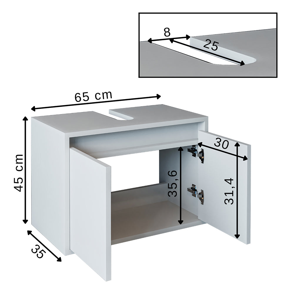 Roomart Badezimmer Unterschrank HBT:45x65x35 cm • Weiß • Eiche • Weiß-Eiche • Anthrazit Eiche