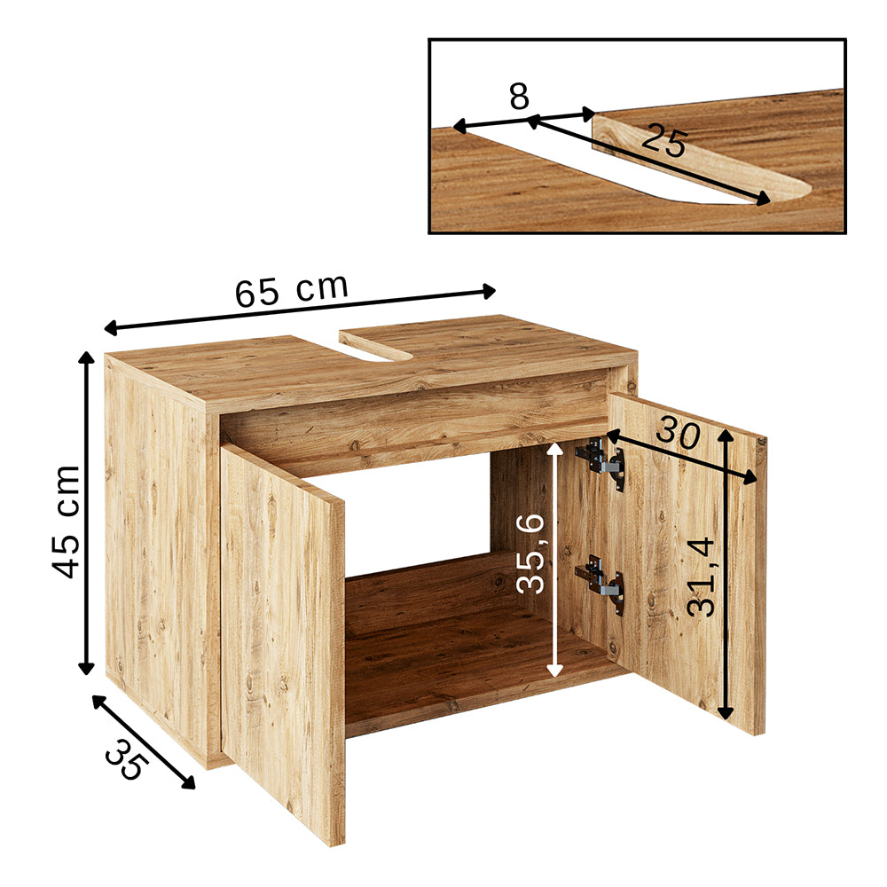 Roomart Badezimmer Unterschrank HBT:45x65x35 cm • Weiß • Eiche • Weiß-Eiche • Anthrazit Eiche