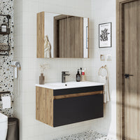 Roomart juego de muebles de baño ATRIA 3 piezas, en 4 colores, 85 cm mueble con lavabo de cerámica - armario con espejo - mueble de baño, lavabo, muebles de baño, mueble de baño, baño, con, mueble con lavabo, mueble de baño, juego, lavabo, mueble, muebles de baño, baño