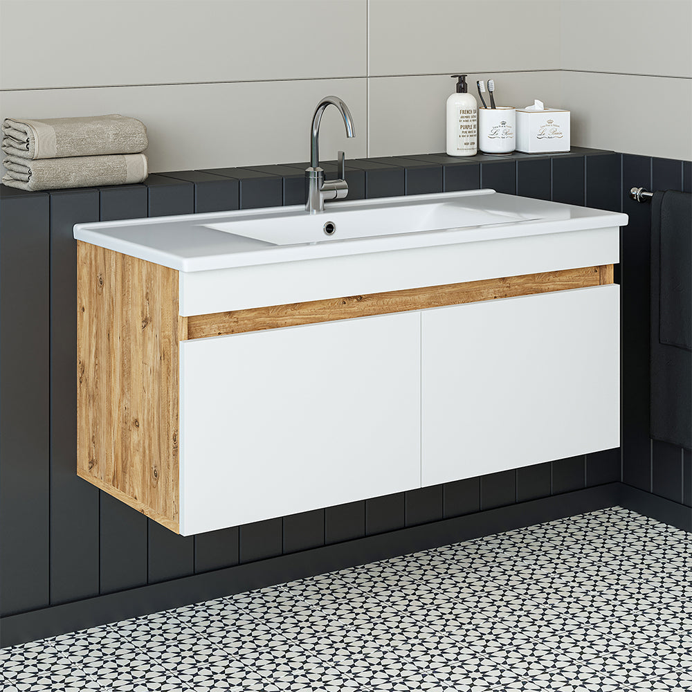 Roomart Atria, Waschbecken mit Unterschrank 100 cm, in 4 Farben, Badezimmermöbel
