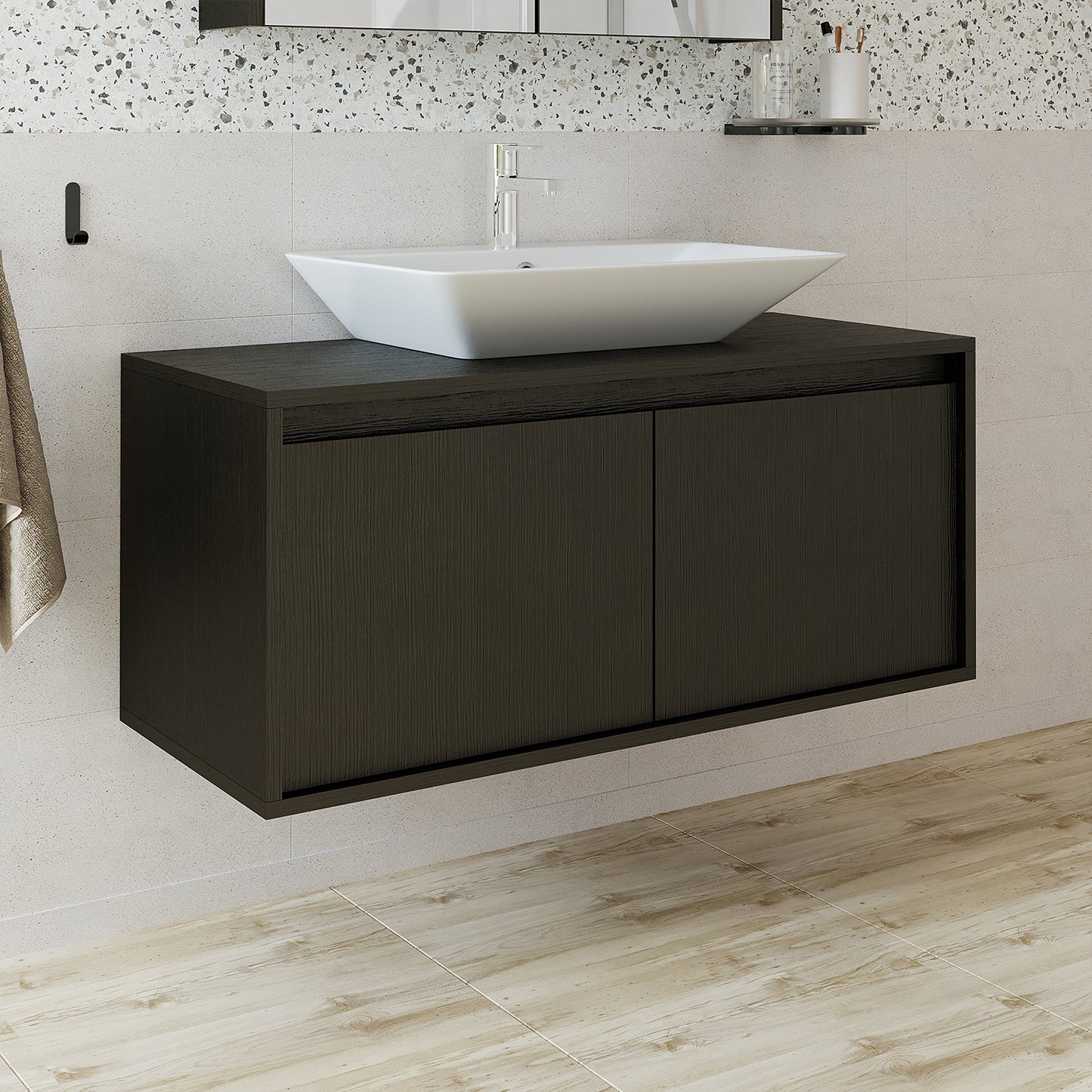 Roomart Atlantic, Waschbecken mit Unterschrank 100 cm, in 5 Farben, Badezimmermöbel