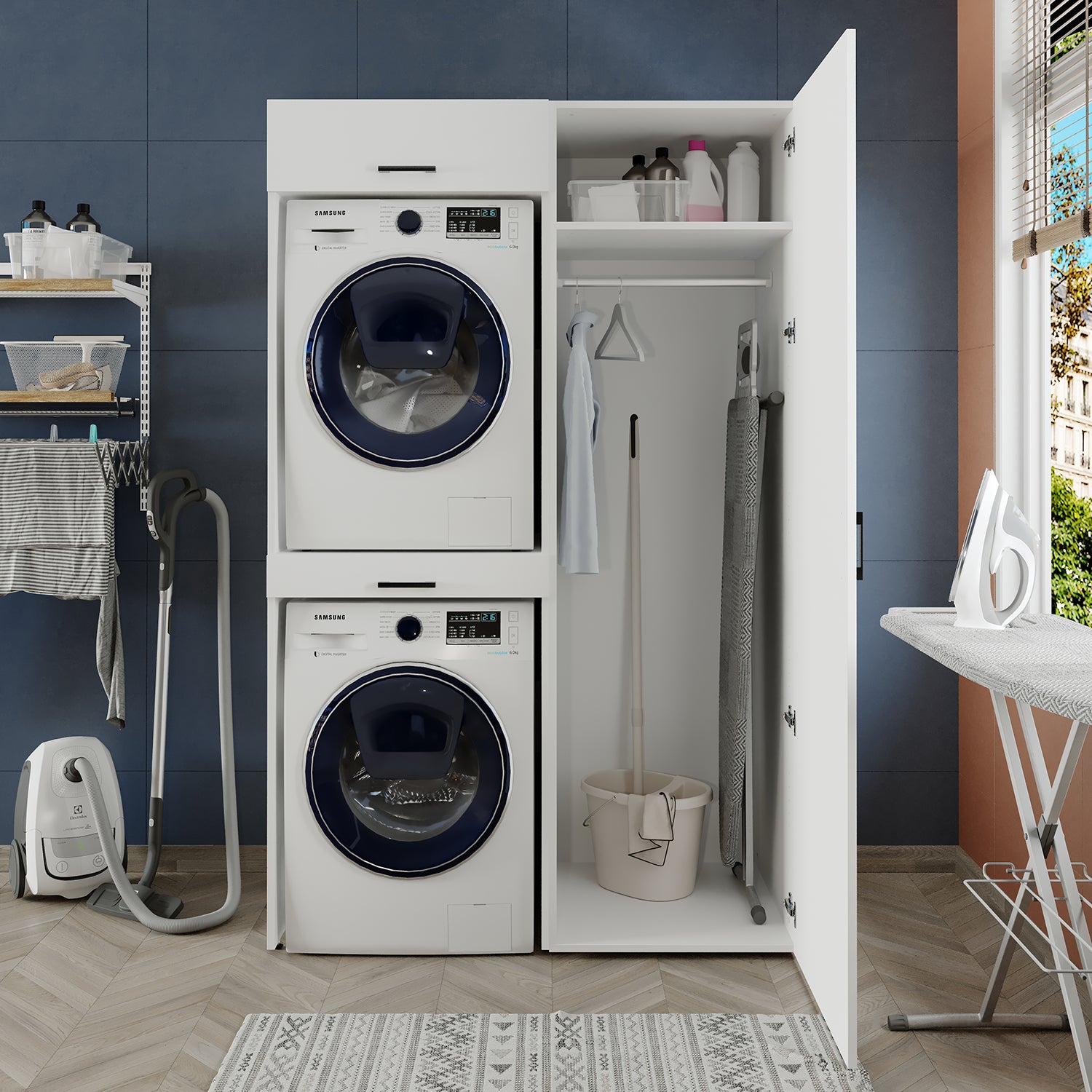 Roomart Schrankwand Trockner auf Waschmaschine • 127 cm breit • In 3 F ...