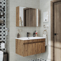 Roomart juego de muebles de baño ATRIA 3 piezas, en 4 colores, 85 cm mueble con lavabo de cerámica - armario con espejo - mueble de baño, lavabo, muebles de baño, mueble de baño, baño, con, mueble con lavabo, mueble de baño, juego, lavabo, mueble, muebles de baño, baño