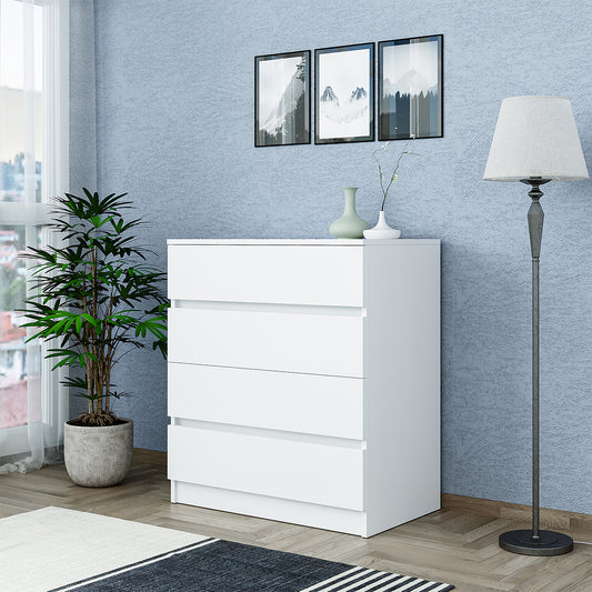 Roomart SIFO Mehrzweckschrank in Weiß – Schrank mit 4 Schubladen – Aufbewahrungsschrank für Wohnzimmer, Schlafzimmer, Esszimmer oder Büro – Modernes Design