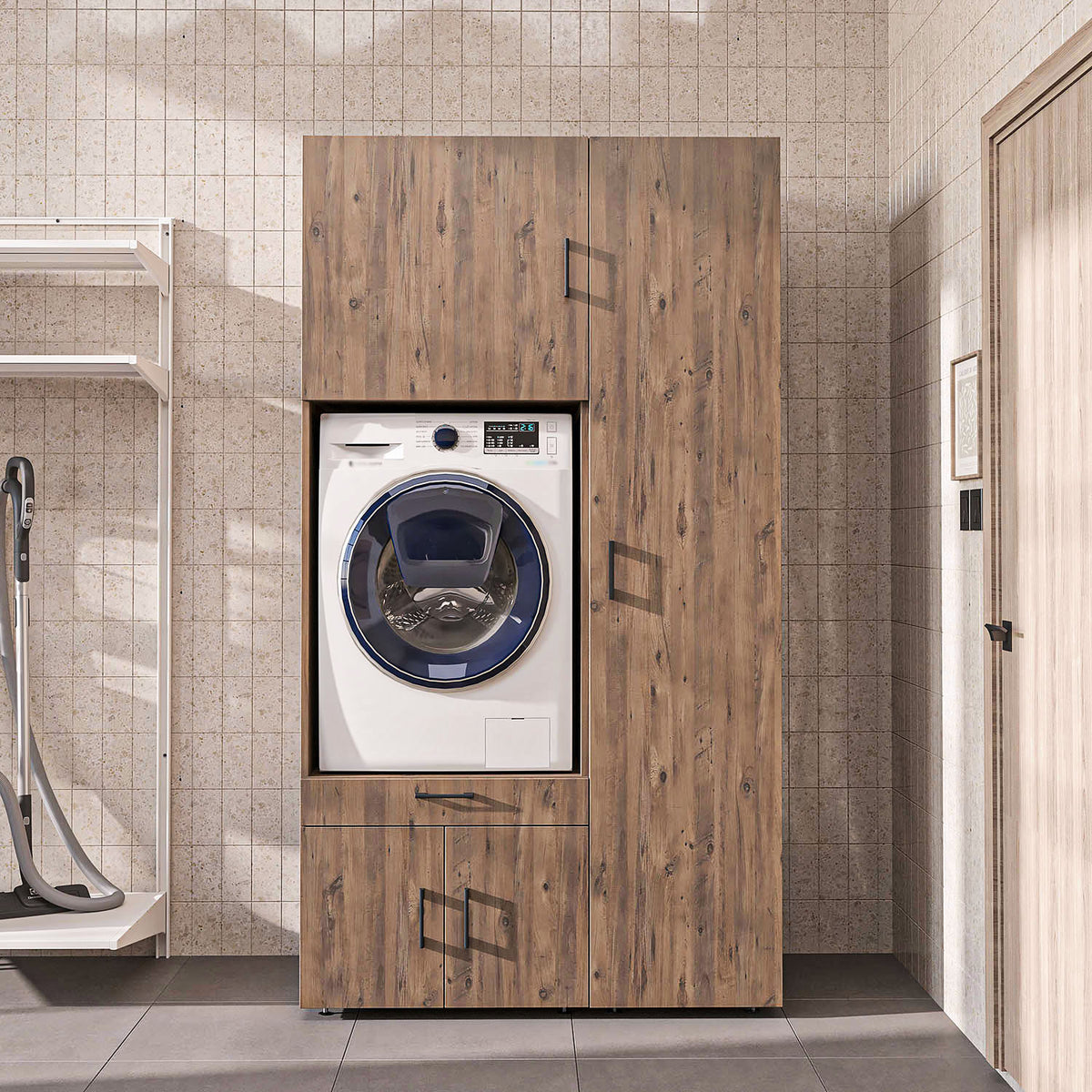Roomart Waschmaschinenschrank SERIE 3 112 cm, Eiche, 205 cm hoch