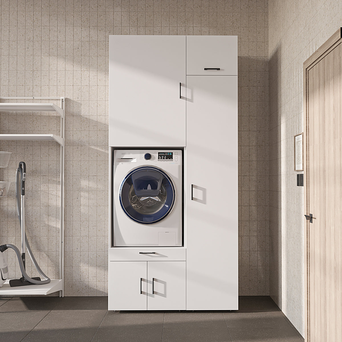 Roomart Waschmaschinenschrank SERIE 3 112 cm, Weiß, 240 cm hoch