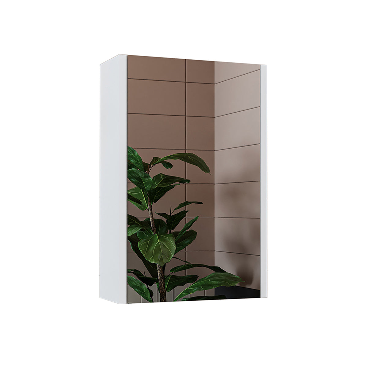 Roomart Badezimmerspiegelschrank "Punto“ – moderner, kompakter 40 cm Badschrank mit Spiegel – in Weiß oder Eiche - badezimmerspiegelschrank, mirror, lichtschalter, badspiegelschrank, geringe, tiefe, schiebetür, steckdose, eckspiegelschrank, smarter, badh