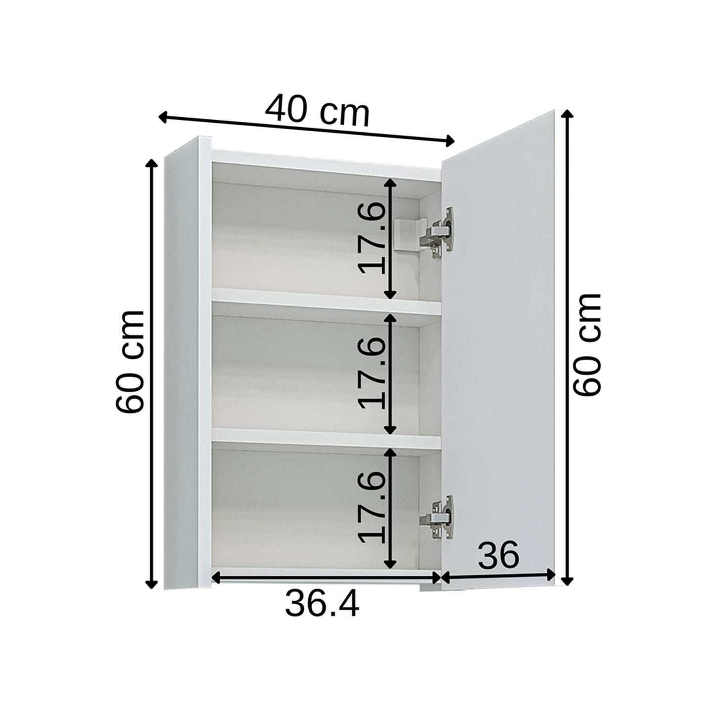 Roomart Badezimmerspiegelschrank "Punto“ – moderner, kompakter 40 cm Badschrank mit Spiegel – in Weiß oder Eiche - badezimmerspiegelschrank, mirror, lichtschalter, badspiegelschrank, geringe, tiefe, schiebetür, steckdose, eckspiegelschrank, smarter, badh