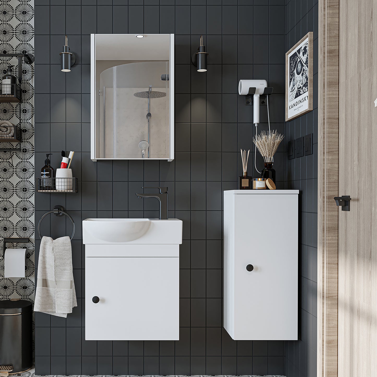 Badmöbelset • PUNTO • Unterschrank mit Waschbecken • Badezimmer Möbel • Gäste WC - badezimmerschrank, waschbecken, badezimmermöbel, badschrank, badezimmer, mit, unterschrank, badmöbel, set, waschtisch, möbel, badezimmermãbel, bad, badezimmerschränke, schm