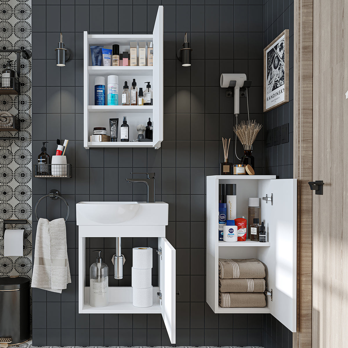 Ensemble de meubles de salle de bain - PUNTO - Meuble sous vasque - Meubles de salle de bain - Gäste WC - armoire de salle de bain, lavabo, meuble de salle de bain, armoire de salle de bain, avec, meuble sous vasque, meuble de salle de bain, ensemble, lavabo, meuble, meuble de salle de bain, salle de bain, armoires de salle de bain, schm