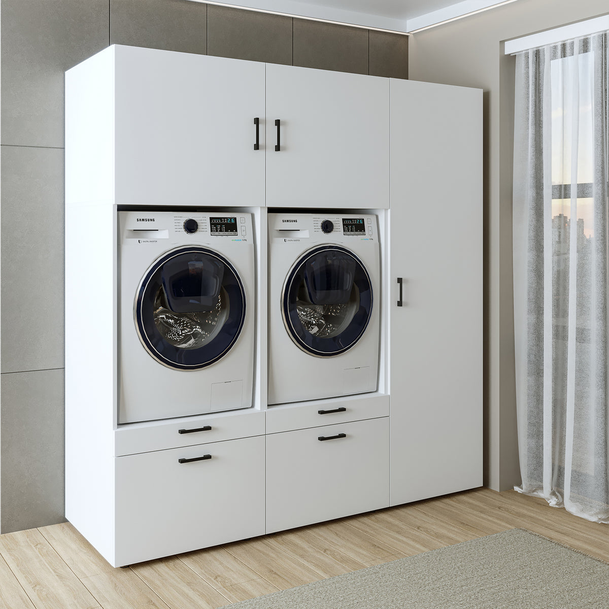 Roomart Waschmaschinenschrank SERIE 2, 194 cm, Doppelschrank mit Hochschrank, in 3 Farben