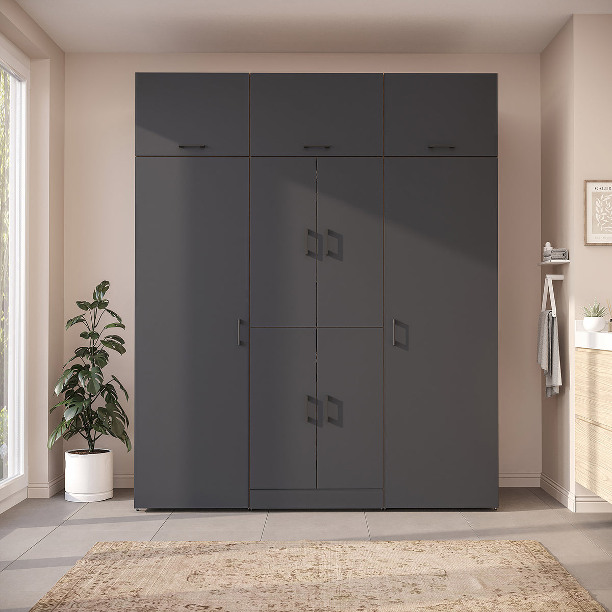 Roomart Waschmaschinenschrank DORA-I 190 cm, Anthrazit Eiche, 230 cm hoch, Bild 2