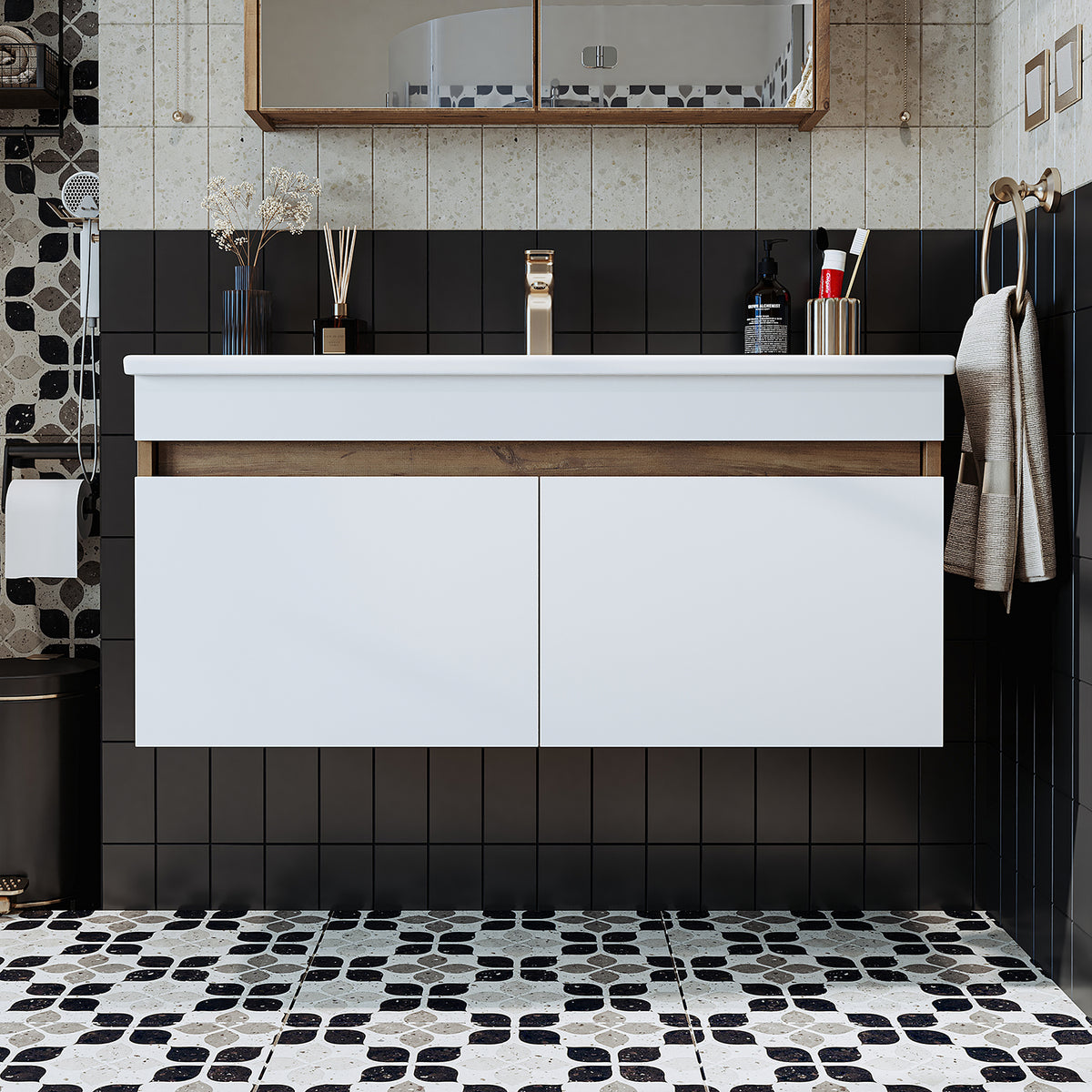 bagno, set, lavabo, con, mobiletto, bagno, mobile, largo, mobile a specchio, mobili da bagno, lavabo, per, mobile da bagno, mobile alto, mobiletto, bianco, illuminazione, mobile da bagno, scaffale, mobili da bagno, mobili