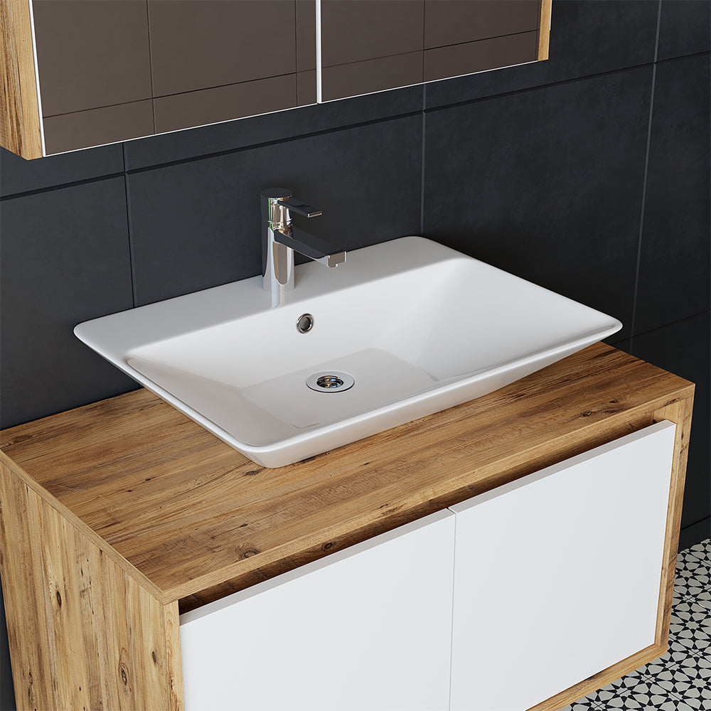 Roomart Waschbecken mit Unterschrank 85 cm • Weiß • Eiche • Weiß-Eiche • Anthrazit Eiche