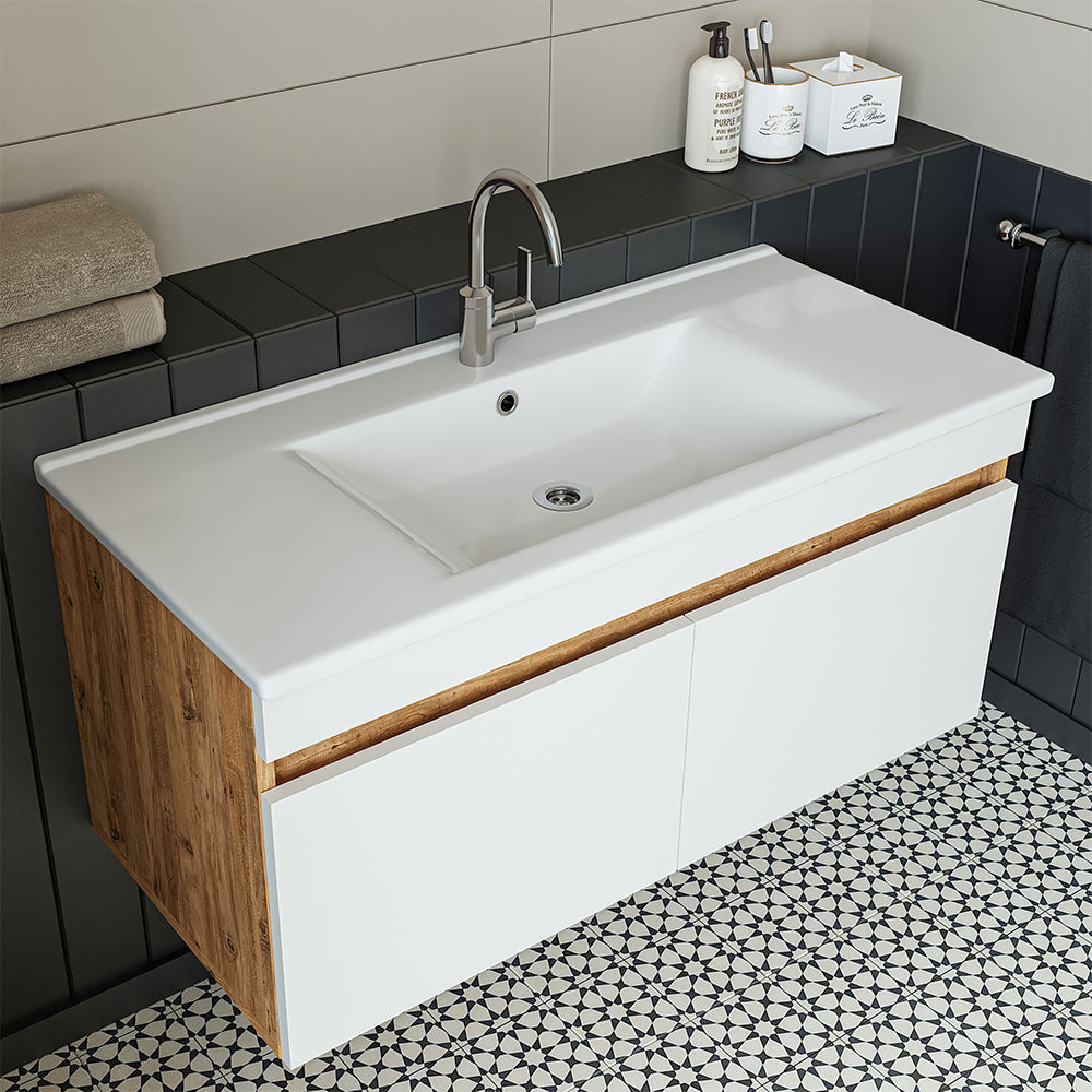 Roomart Atria, Waschbecken mit Unterschrank 100 cm, in 4 Farben, Badezimmermöbel