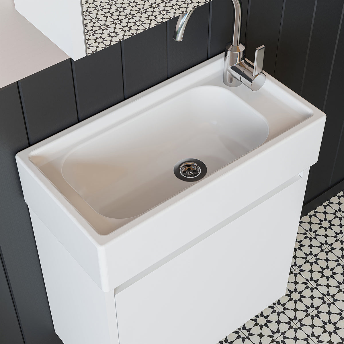 Roomart, mobile da bagno MINI con lavabo 50cm per WC ospiti in 5 colori - e, mobile a specchio, economico, set, mobili, senza, sifone, ceramica, set mobili bagno, set mobili bagno, stile casa di campagna, lavabo, lavabo, mobile bagno, lavabo da appoggio