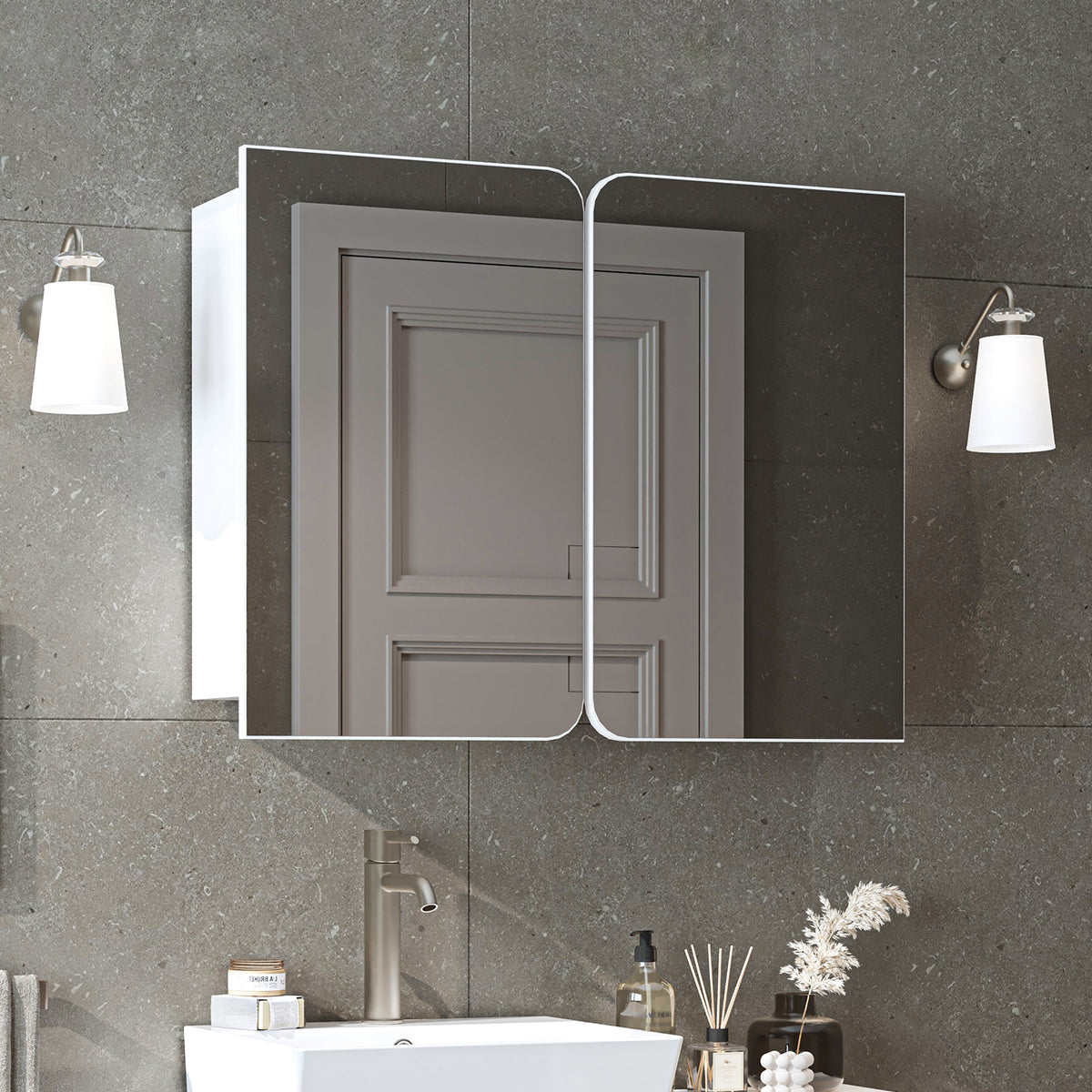 Roomart 3-teiliges Badmöbel-Set LYCIA, 49 cm, Waschtisch mit Spiegelschrank, in 4 Farben