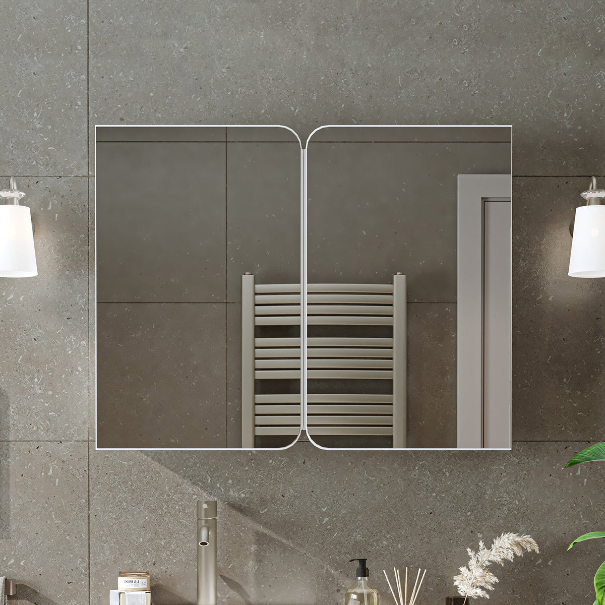 Roomart 3-teiliges Badmöbel-Set LYCIA, 49 cm, Waschtisch mit Spiegelschrank, in 4 Farben
