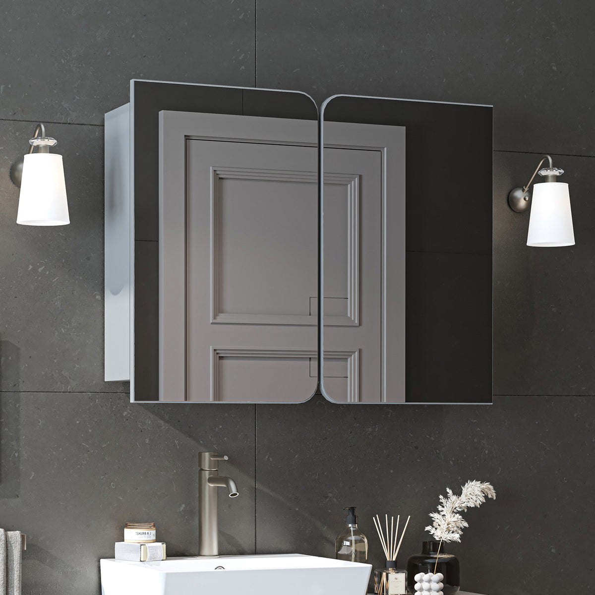 Roomart 3-teiliges Badmöbel-Set LYCIA, 49 cm, Waschtisch mit Spiegelschrank, in 4 Farben