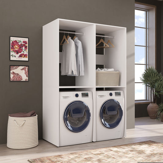 Roomart Waschmaschinenschrank SERIE 2, 132 cm, 2er-Set mit Kleiderstange, in 2 Farben