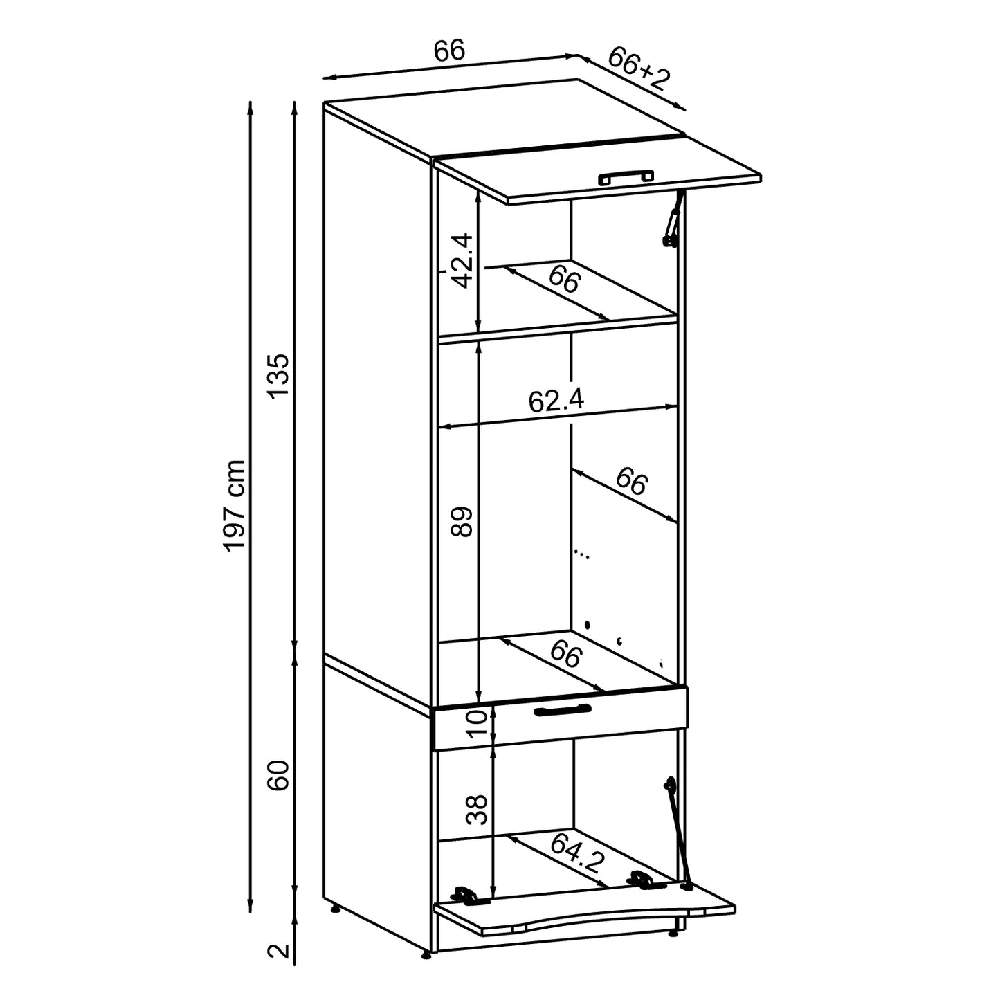 Roomart Waschmaschinenschrank SERIE 2, 66 cm, mit Ausziehbrett, in 2 Farben