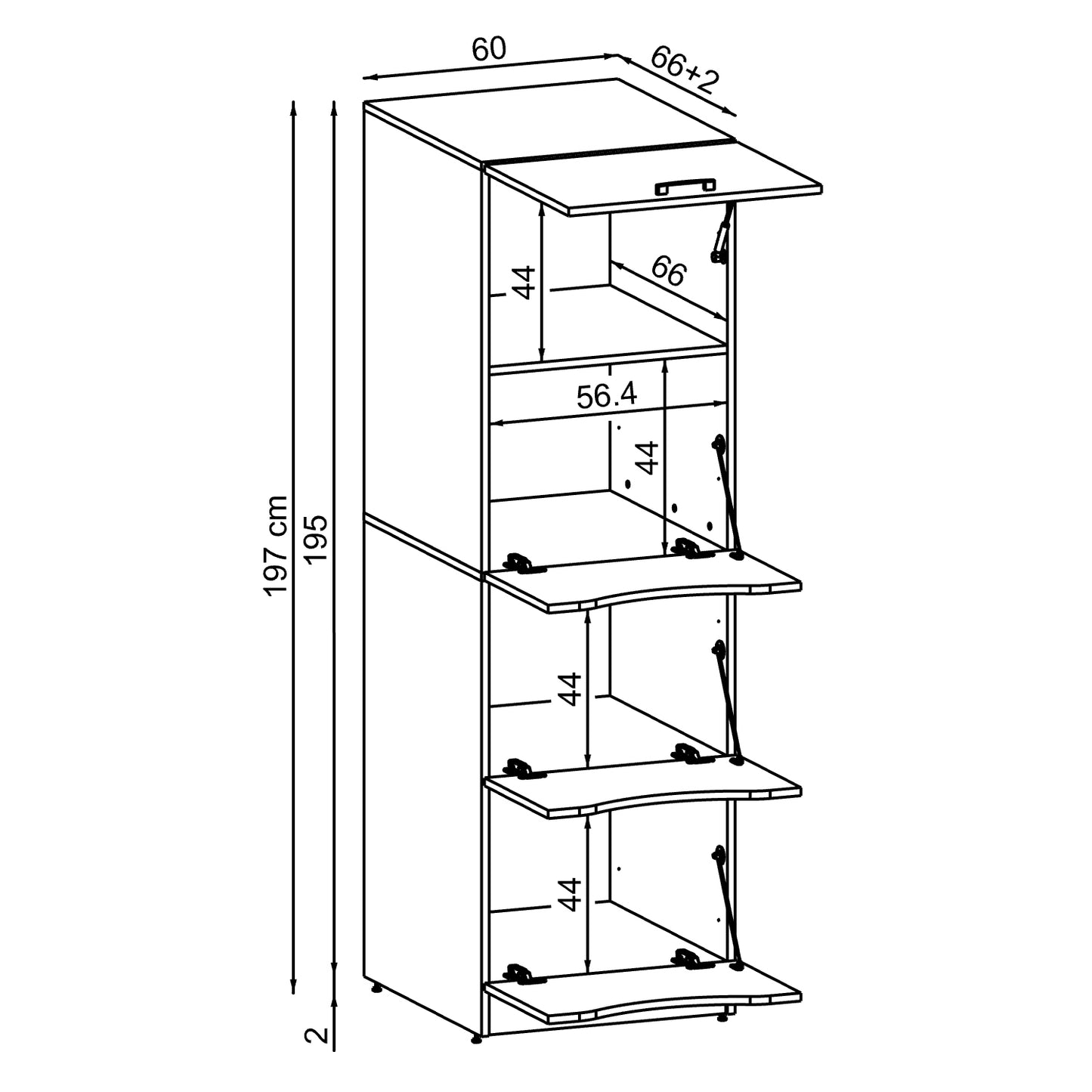 Roomart Waschmaschinenschrank SERIE-2 für 2 Maschinen mit Putzschrank, 198 cm, in 2 Farben