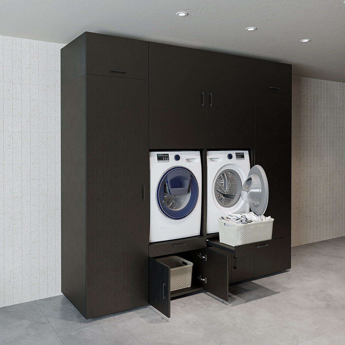 Roomart Waschmaschinenschrank SERIE 3 254 cm, Schwarz-Eiche, 240 cm hoch